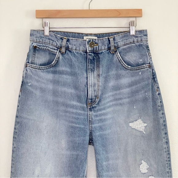 Sandro Guylain Distressed Boyfriend Rigid Denim High Waist Ankle Jean 10 - Picture 7 of 16